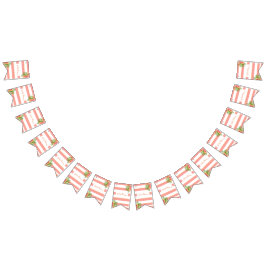 熱帯の花コーラルピンクの赤ちゃんシャワー バンティングフラッグ