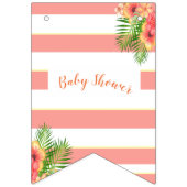 熱帯の花コーラルピンクの赤ちゃんシャワー バンティングフラッグ (第1の旗)