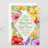 熱帯の花ジオメトリック 招待状 (正面/裏面)