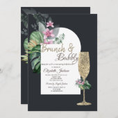 熱帯の花ダークシャンパングラス 招待状 (正面/裏面)