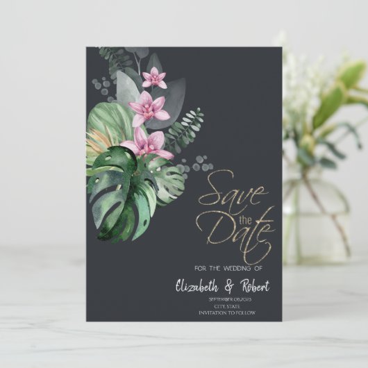 熱帯の花ダーク日付保存 セーブザデート (スタンド正面)