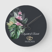 熱帯の花ダーク結婚ズ ラウンド壁時計 (正面)