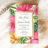 熱帯の花ハイビスカスデスティネーションウェディング 招待状
