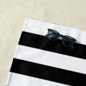 熱帯の花パイナップルブラックストライプ ビーチタオル (インサイチュ)