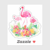 熱帯の花ピンクのフラミンゴ科 シール (シート)