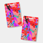 熱帯の花ピンク バッジ (正面＆裏面)