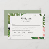 熱帯の花フォトミール選択ウェディングRSVP 出欠カード (正面/裏面)