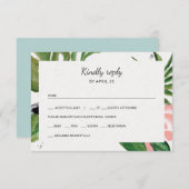 熱帯の花フォトミール選択ウェディングRSVP 出欠カード (正面/裏面)