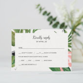 熱帯の花フォトミール選択ウェディングRSVP 出欠カード (スタンド正面)