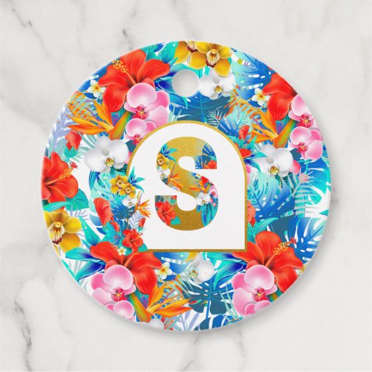 熱帯の花ブライダルパーティギフト花嫁ママ フェイバータグ (正面)