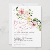 熱帯の花ベビーシャワー、ベビーで開花 招待状 (正面)