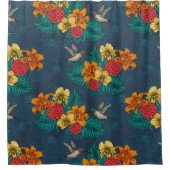 熱帯の花束とハミングバード シャワーカーテン (正面)