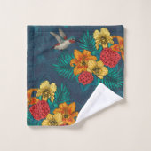 熱帯の花束とハミングバード バスタオルセット (ウォッシュタオル)