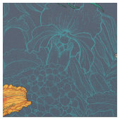 熱帯の花束とハミングバード ファブリック (クローズアップ)