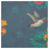 熱帯の花束とハミングバード ファブリック (見本)