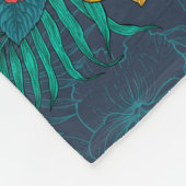 熱帯の花束とハミングバード フリースブランケット (角)