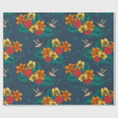 熱帯の花束とハミングバード ラッピングペーパー (フラット)
