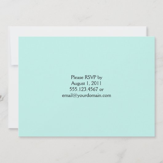 熱帯の花淡い色の青い渦巻き結婚柱 招待状 (裏面)