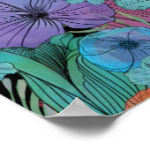 熱帯の花紫色のハイビスカスパラダイスガーデン ポスター (角)