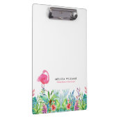 熱帯の花縁どとピンクのフラミンゴ クリップボード (右)