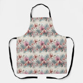 熱帯の花葉や水色 エプロン (正面)