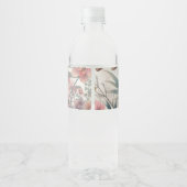 熱帯の花葉や水色 ペットボトルラベル (裏面)