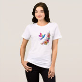熱帯の花輪と虹色のハチドリ トライブレンドTシャツ (正面全面)