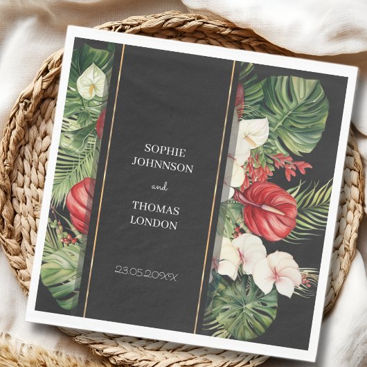 熱帯の花離れとの濃い結婚水色 スタンダードランチョンナプキン