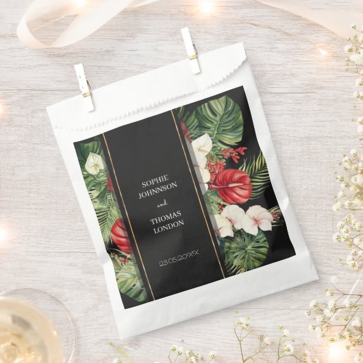 熱帯の花離れとの濃い結婚水色 フェイバーバッグ (クリップ留めされた状態)