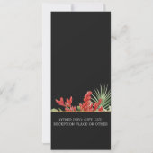 熱帯の花離れとの濃い結婚水色 招待状 (裏面)