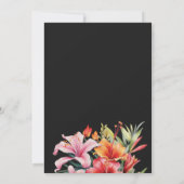 熱帯の花離れとの濃い結婚水色 招待状 (裏面)