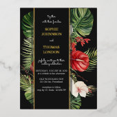 熱帯の花離れとの濃い結婚水色 箔シーズンポストカード (正面)