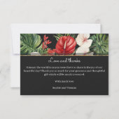 熱帯の花離れと暗色結婚の サンキューカード (正面)