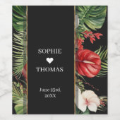 熱帯の花離れと暗色結婚の ワインラベル (シングルラベル)