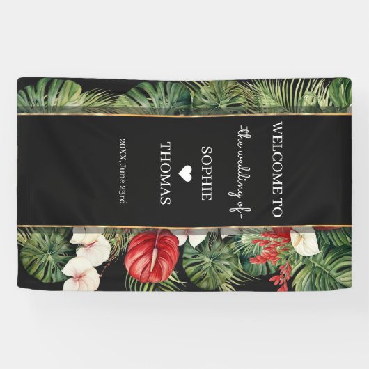 熱帯の花離れと暗色結婚の 横断幕 (横)