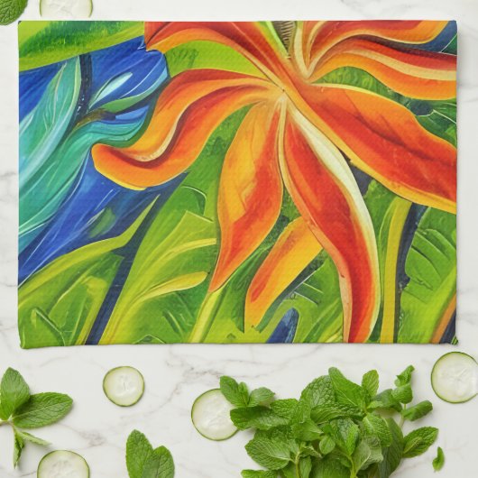 熱帯の花1 キッチンタオル (折り畳み)