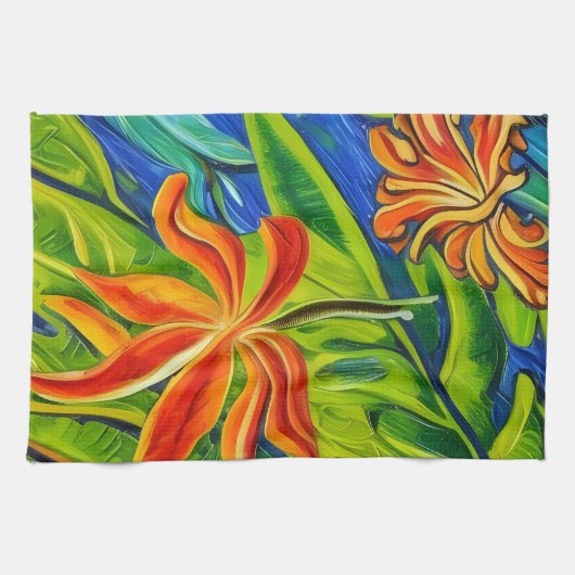 熱帯の花1 キッチンタオル (横)