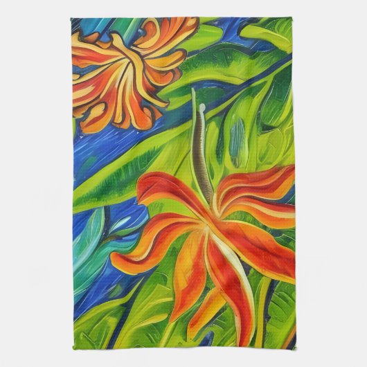 熱帯の花1 キッチンタオル (縦)