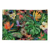 熱帯の花:エキゾチックな水の色パターン 枕カバー (裏面)