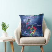 熱帯の花、ハチドリ、蝶と星 クッション (椅子)