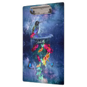 熱帯の花、ハチドリ、蝶と星 クリップボード (左)