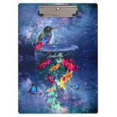 熱帯の花、ハチドリ、蝶と星 クリップボード (正面)