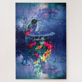 熱帯の花、ハチドリ、蝶と星 ジグソーパズル