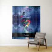 熱帯の花、ハチドリ、蝶と星 タペストリー (インサイチュ)