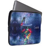 熱帯の花、ハチドリ、蝶と星 ラップトップスリーブ (正面右)