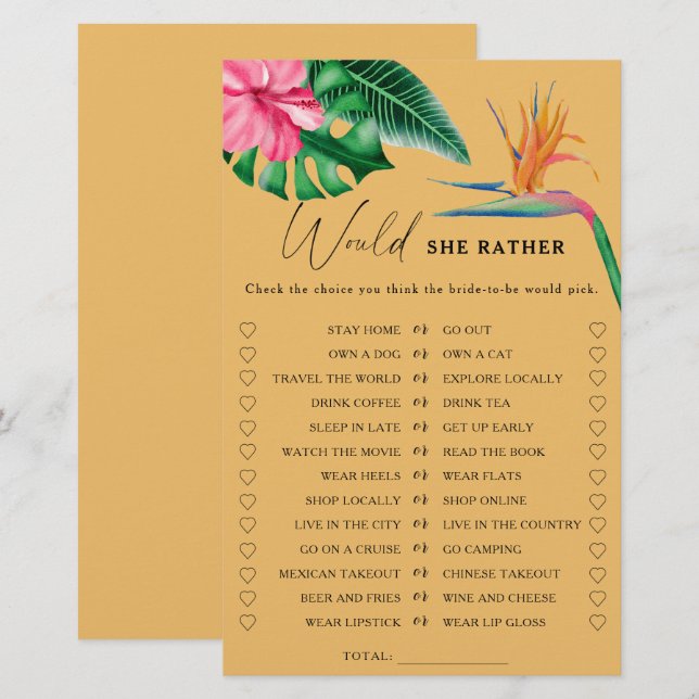 熱帯の花 – 彼女はむしろブライダルシャワー (正面/裏面)