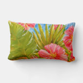 熱帯の花、手のひら、ハワイ ランバークッション (裏面)