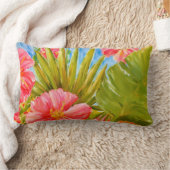 熱帯の花、手のひら、ハワイ ランバークッション (ブランケット)