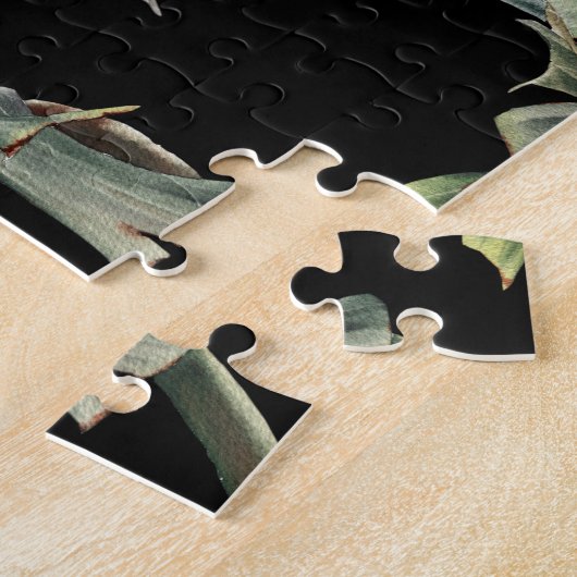 熱帯の花:水色のシームレスなフローラパターン ジグソーパズル (側面)