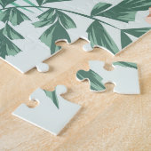 熱帯の花、緑豊かな葉のパターン。 ジグソーパズル (側面)